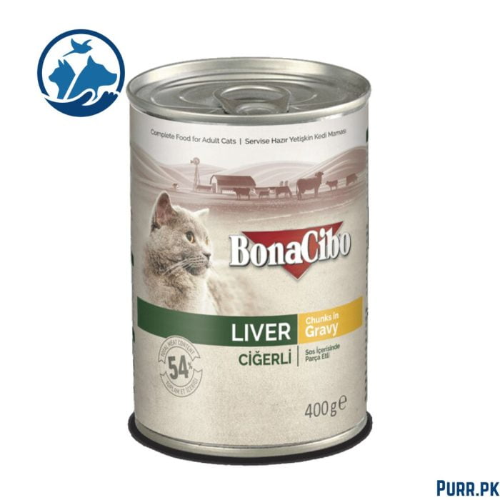 Bonacibo Adult Cat Liver - Chunks in Gravy 400 g Canned