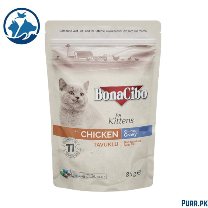 Bonacibo Kitten Chicken - Chunks in Gravy 85 g Pouch