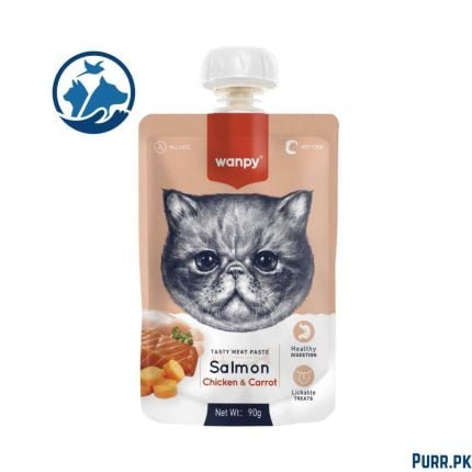 Wanpy Adult Cat Tasty Meat Paste Salmon Chicken & Carrot 90 g Pouch