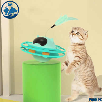 Funny Cat Pet Toy Cat Toys Intelligence Triple Play Disc Cat With Feather – 06