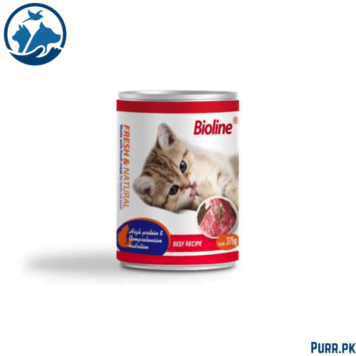 Bioline Adult Cat Wet Food Beef 375 g Canned