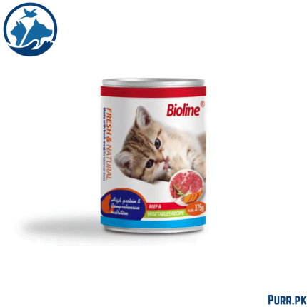 Bioline Adult Cat Wet Food Beef & Vegetables 375 g Canned