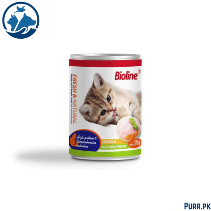 Bioline Adult Cat Wet Food Chicken & Vegetables 375g Canned