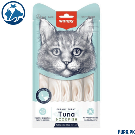 Wanpy Adult Cat Creamy Lickable Treat Tuna & Codfish