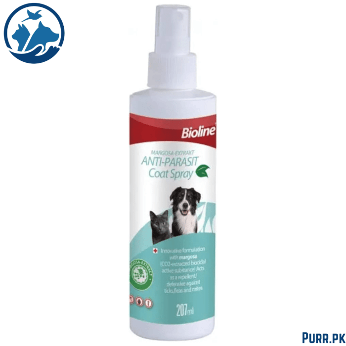 Bioline Pets Flea & Tick Anti Parasite Coat Spray (Margosa) 207 ml