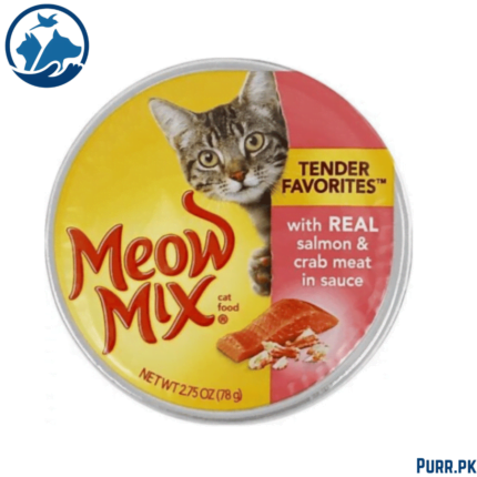 Meow Mix Tender Favorites With Real Salmon & Crab Meat in Sauce