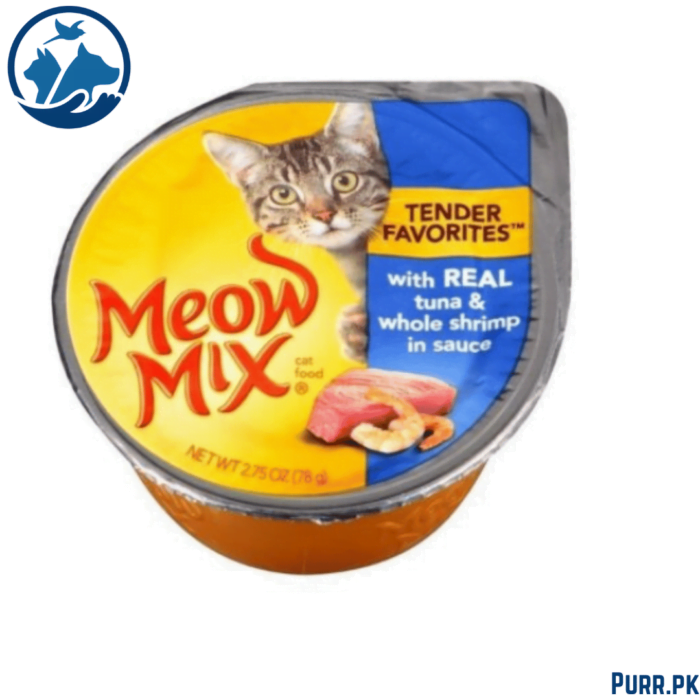 Meow Mix Tender Favorites With Real Tuna and Whole Shrimp in Sauce