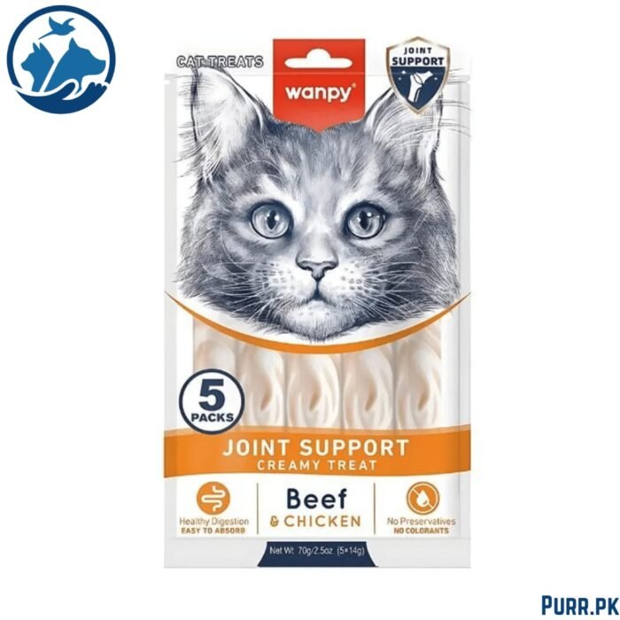 Wanpy Adult Cat Functional Creamy Lickable Treat - Beef & Chicken (Joint Support) 70 g Pouch