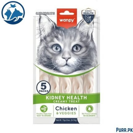 Wanpy Adult Cat Functional Creamy Lickable Treat - Chicken & Veggies (Kidney Care) 70 g Pouch