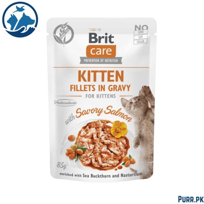 Brit Care Cat Kitten. Fillets in Gravy with Savory Salmon 85 g