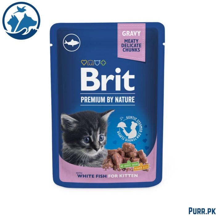 Brit Premium Cat Pouch with White Fish in Gravy for Kittens